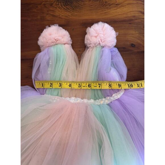 Baby Girls Tulle pom pom Unicorn Birthday Party Dress Size 1 Year - Picture 6 of 16